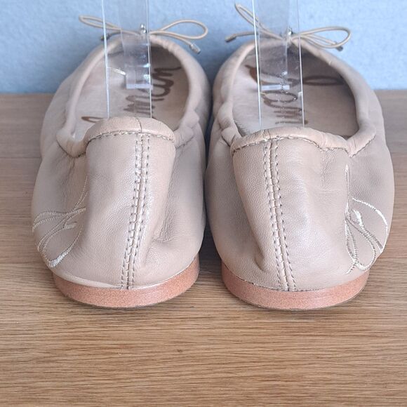 Sam Edelman Felicia Ballet Flats Women’s 9 Tan Pink Bow Minimalist Shoes - Picture 6 of 11